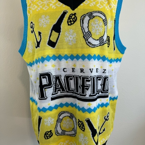 Pacifico Cerveza  Beer Christmas Ugly Holiday Sweater Vest Large Nautical Unisex - Picture 2 of 7